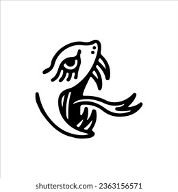 vector illustration of outline snake head