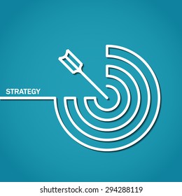 Vector Illustration Of Outline Strategy Concept For Design, Website, Background, Banner. Minimalistic Business Template. Logo For Businessman Finance Management Concept Infographic For Marketing