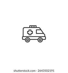 Vector illustration of a outline style ambulance icon. Ideal for medical, healthcare, emergency service apps, websites, or infographics.