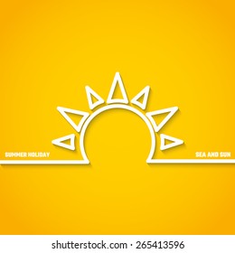 Vector Illustration of outline Summer Holiday Concept for Design, Website, Background, Banner. Silhouette Vacation  Element Template on Yellow 
