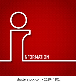 Vector Illustration of Outline Symbol of Information Infographic for Design, Website, Background, Banner. Letter Element Faq Template on Red. Attention 