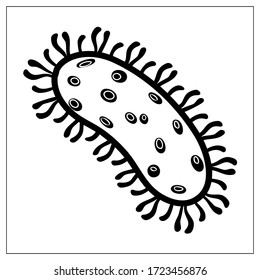 Vector illustration with outlines of bacteria, virus, cells, germs or epidemic bacillus. Stylized drawing for your web site design, logo, app, UI. Isolated stock illustration on white background.