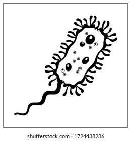 Vector illustration with outlines of bacteria, virus, cells, germs or epidemic bacillus. Stylized drawing for your web site design, logo, app, UI. Isolated stock illustration on white background.