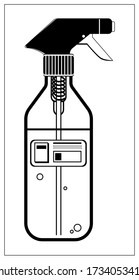 Vector illustration with outlines of Hand sanitizer bottle icon. Stylized drawing for your web site design, logo, app, UI. Isolated stock illustration on white background.