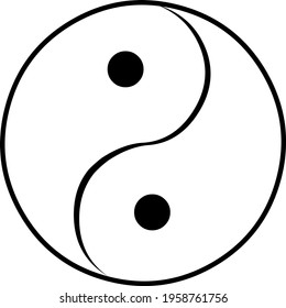 Vector illustration of outlines of the yin yang symbol
