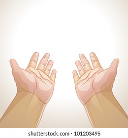 Vector illustration of an outstretched hands