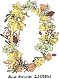 vector illustration oval frame with flowers for greetings,invitations,design,scrap booking