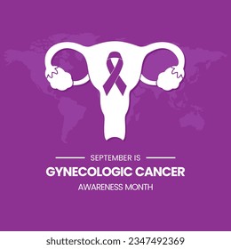 Vector illustration of ovaries and world map silhouette icon suitable for Gynecologic Cancer Awareness Month