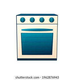 Ilustración vectorial de un horno en un estilo de dibujos animados. Artículos de cocina. Elementos interiores. Aislado sobre fondo blanco

