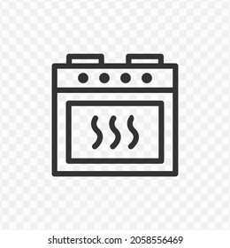 Vector illustration of oven icon in dark color and transparent background(png).