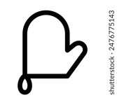 Vector illustration of an oven mitt icon in black and white, ideal for kitchen and cooking designs. Editable stroke.