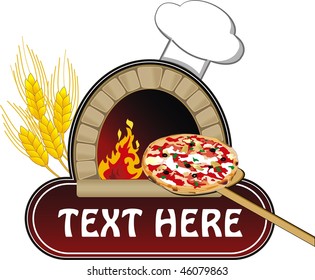 vector illustration of oven with pizza