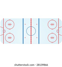 Vector illustration of an overhead view of an ice hockey rink