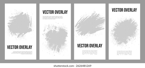 Vector illustration. Overlay hand drawn style. Abstract dirty white color layer on transparent background. Ink brush strokes mess. Design for flyer, voucher, coupon, leaflet, social media template