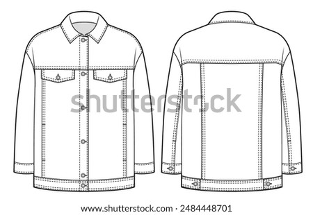 Vector illustration of oversized denim jacket.