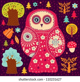 Vector illustration with owl