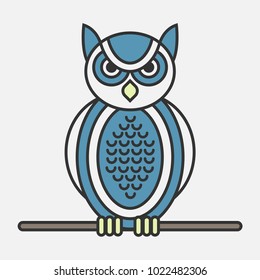 Vector illustration of an owl. Bird on a white background.