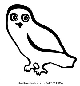 Vector illustration of owl black and white