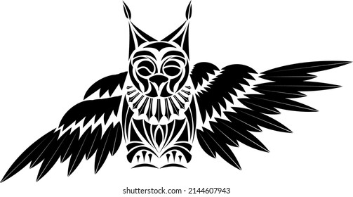 Vector illustration of owl in bw