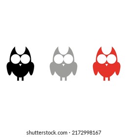 Vector illustration of  owl, color black gray red flat style