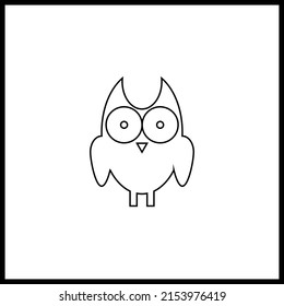 Vector illustration of  owl, contour color black flat style