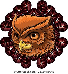 vector illustration of owl head with decoration