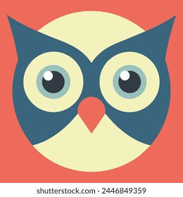 Vector Illustration of Owl Head Silhouette on White
