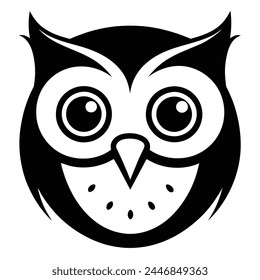 Vector Illustration of Owl Head Silhouette on White
