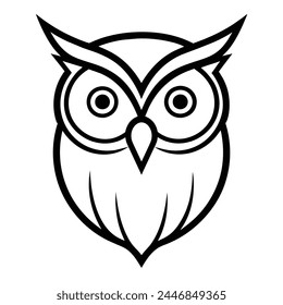 Vector Illustration of Owl Head Silhouette on White
