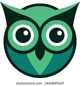 Vector Illustration of Owl Head Silhouette on White
