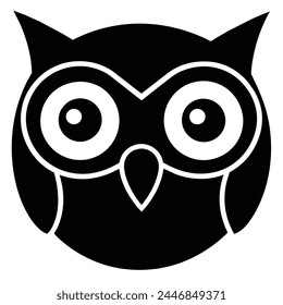 Vector Illustration of Owl Head Silhouette on White

