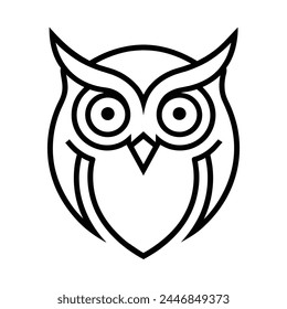 Vector Illustration of Owl Head Silhouette on White
