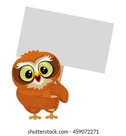 Vector Illustration of an Owl holding blank Placard