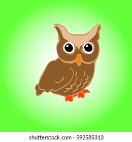 Vector illustration of owl. Isolated cartoon animal. For children, baby creation