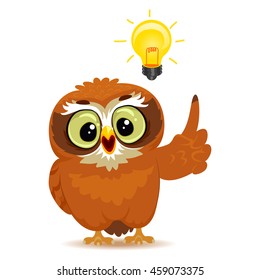 Vector Illustration of an Owl with Light Bulb