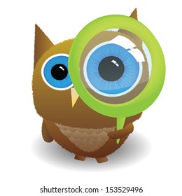 vector illustration of owl with magnifier