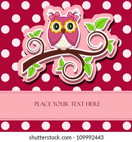 Vector illustration. Owl on a branch