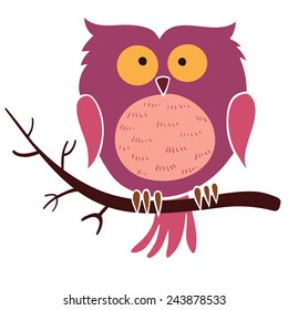 Vector illustration of owl on white background