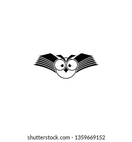 Vector illustration of an owl with open book wings on a white background. logo-vector-template