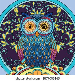 Vector illustration of an owl ornament