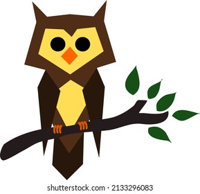 Vector illustration of an owl perched on a branch.