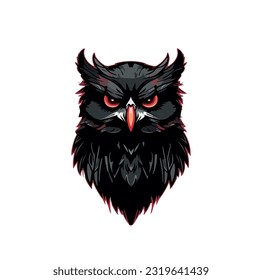 Vector illustration of an owl with a predatory look on a white background