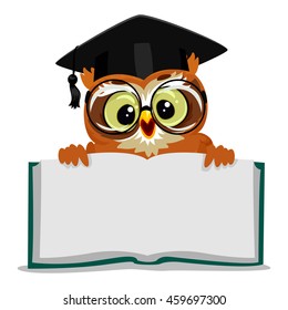 Vector Illustration of an Owl showing an Open Empty Book