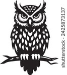 Vector illustration of owl silhouette 
