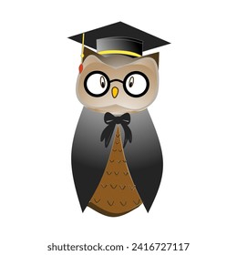 Vector illustration of an owl wearing a toga, suitable for graduation icons, symbols, greeting cards, etc