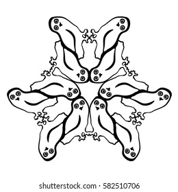 Vector illustration of owls mandala black and white