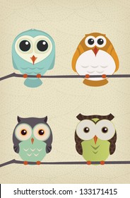 Vector Illustration Owls set