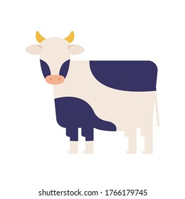 Vector illustration of ox, cow. Graphics for Chinese and Japanese new year 2021. The ox is the oriental zodiac of 2021. Lunar new year, Seollal.