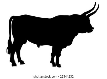 Vector Illustration Oxen On White Background Stock Vector (Royalty Free ...