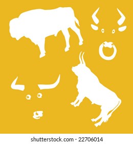 vector illustration oxen on yellow background